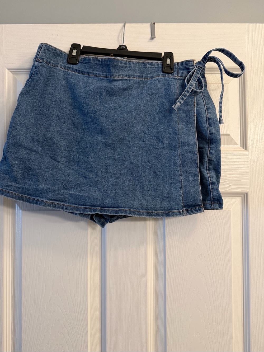 Celebrity Pink Denim Wrap Skort in Blue
